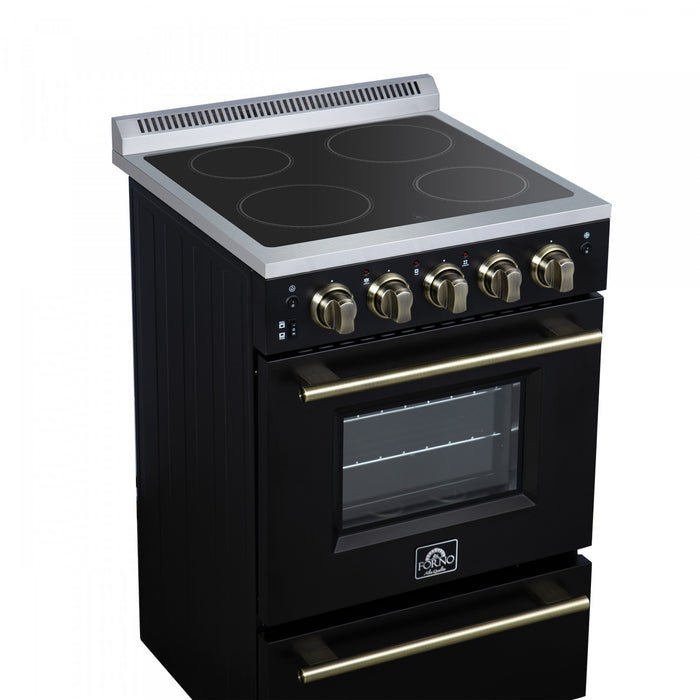 Cuisiniere electrique Loiano de 24 po en noir, 2,3 pi³ avec tiroir de rangement - FFSEL6099-24BLK