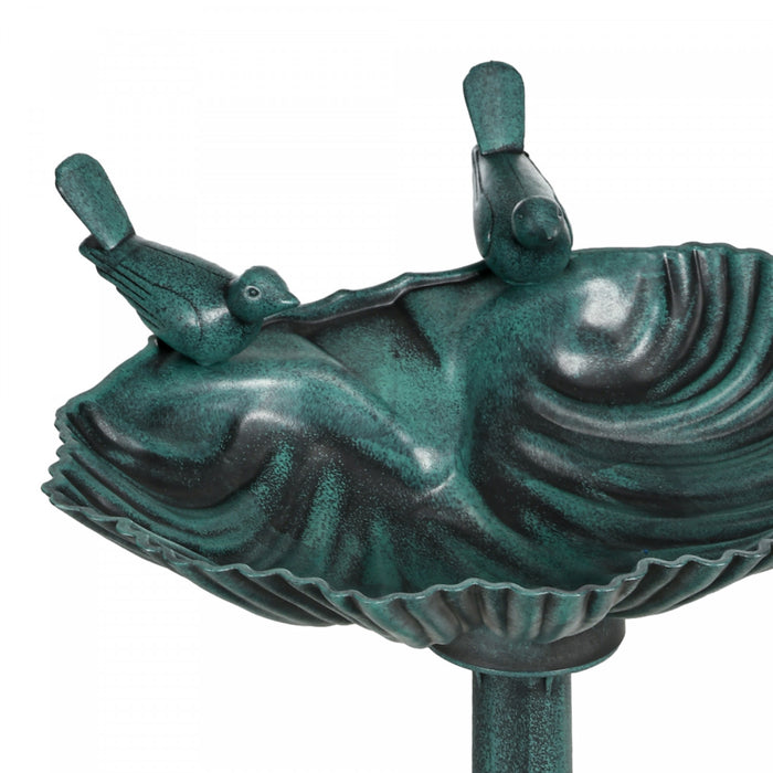 Outsunny Bain d'Oiseaux avec Socle, Bol d'Abreuvoir pour Jardin, Vert Bronze
