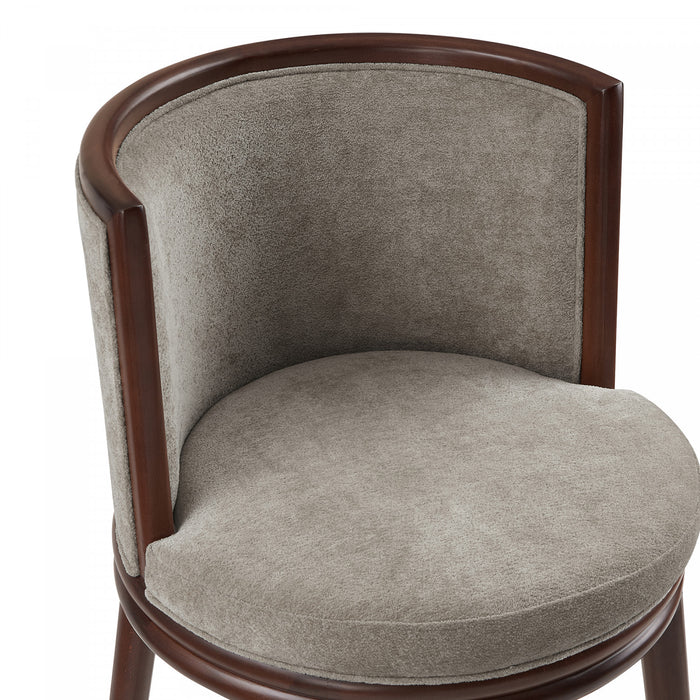 Tabouret de comptoir moderne en bois avec revetement en tissu, coloris colombe, Evalyn