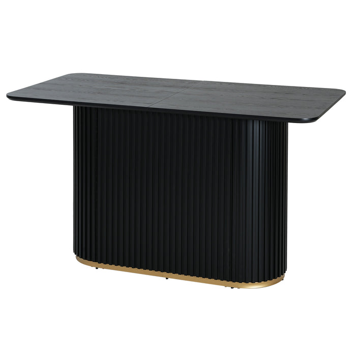 Table a manger industrielle moderne Jett 63 pouces avec base piedestal MDF et fer, noir