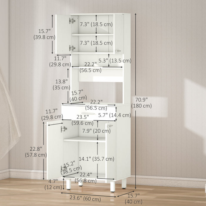 HOMCOM Garde-Manger Cuisine 71\", Buffet avec Vaisselier et Micro-ondes