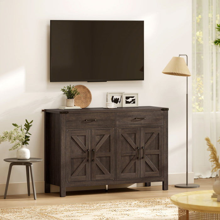 Buffet HOMCOM avec Tiroirs et Etageres, Buffet de Style Ferme