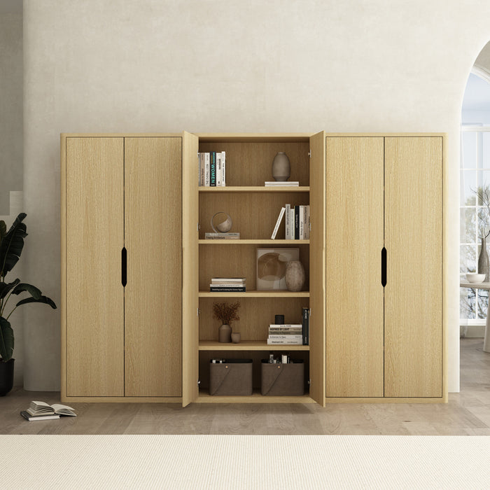 Armoire bibliotheque moderne Rivington 38\" en chene naturel - Ensemble de 3