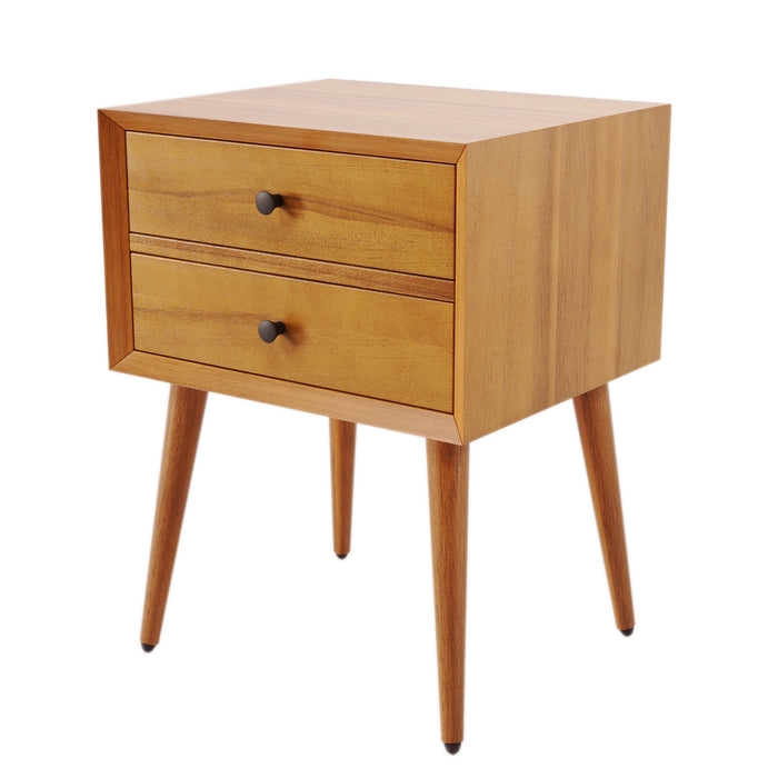 Emma Table de Nuit Moderne Mid-Century avec 2 Tiroirs, Naturel