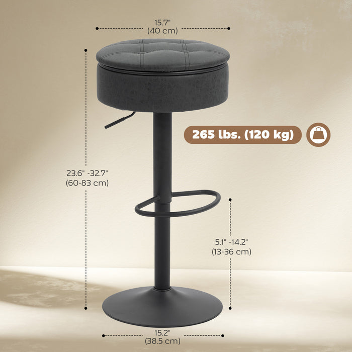 HOMCOM Lot de 2 tabourets de bar, pivotants avec rangement, noir