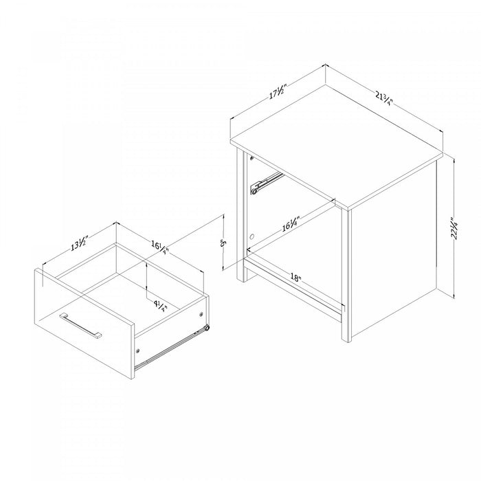 Table de nuit Fernley à 1 tiroir - noir antiqué