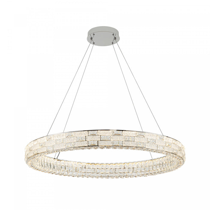 Lustre A Del Integrees Elegance 40 po, Chrome Avec Verres En Cristal
