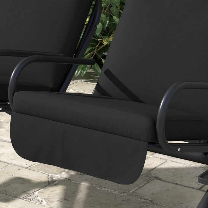 Outsunny Balancoire De Patio 3 Places Avec Auvent Reglable, Noir