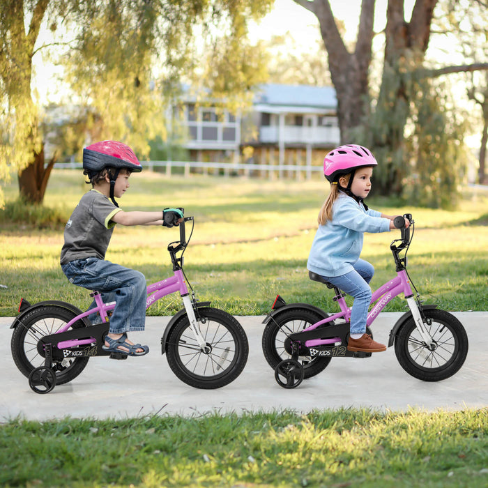 Costway 12\" Velo Pour Enfants Pour Garcons Et Filles De 3 A 4 Ans Avec Reflecteurs De Frein A Main Reglables Violet