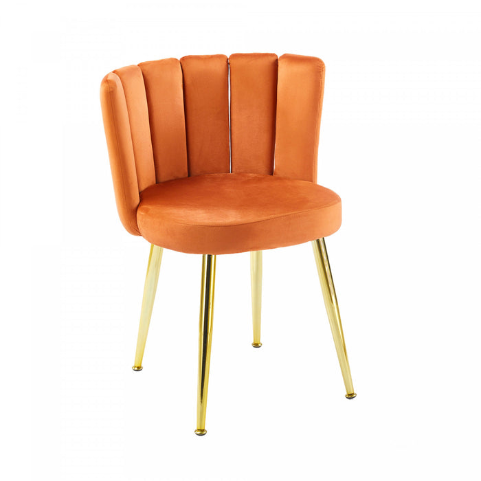 Lot de 2 chaises de salle a manger Lila en velours, couleur orange