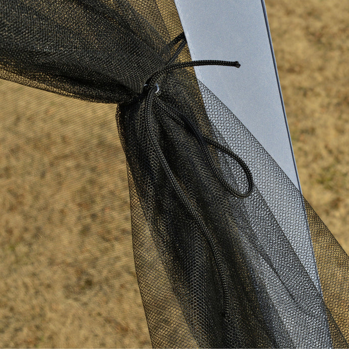 Tonnelle Barnum Style Colonial Dim. 3l X 3l X 2,45h M 4 Moustiquaires 2 Zippees Gris Noir