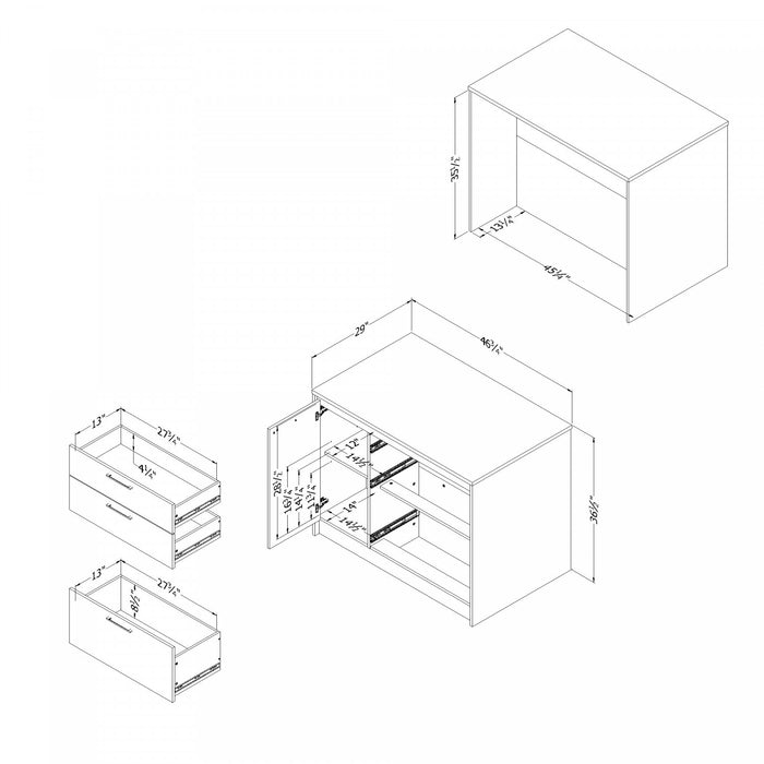 Myro Ilot De Cuisine Avec Porte Et Tiroirs - Faux Marbre Blanc Et Blanc