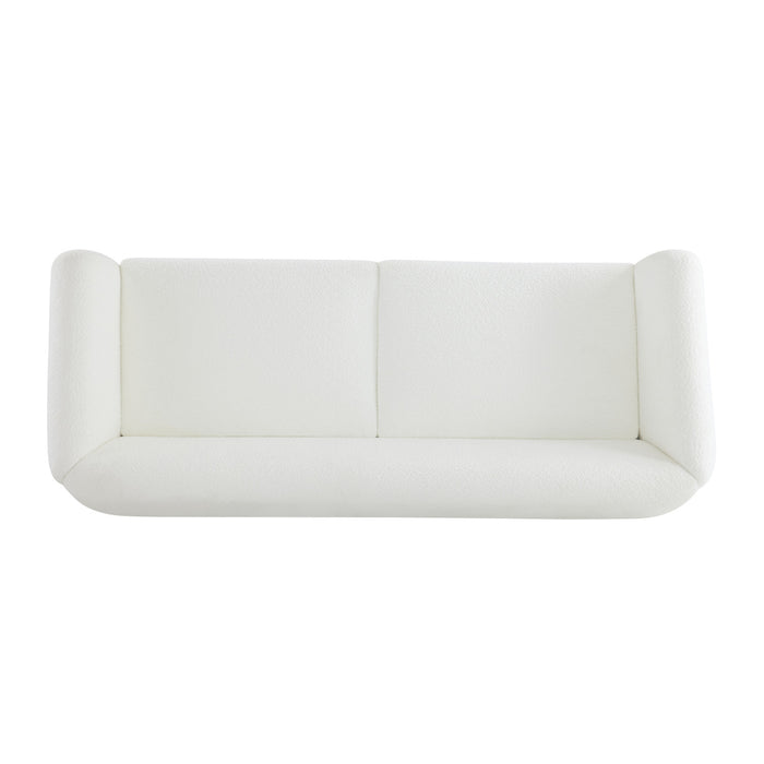 Harold Canape 3 places en bois de 82,75\" avec revetement boucle et sherpa, beige