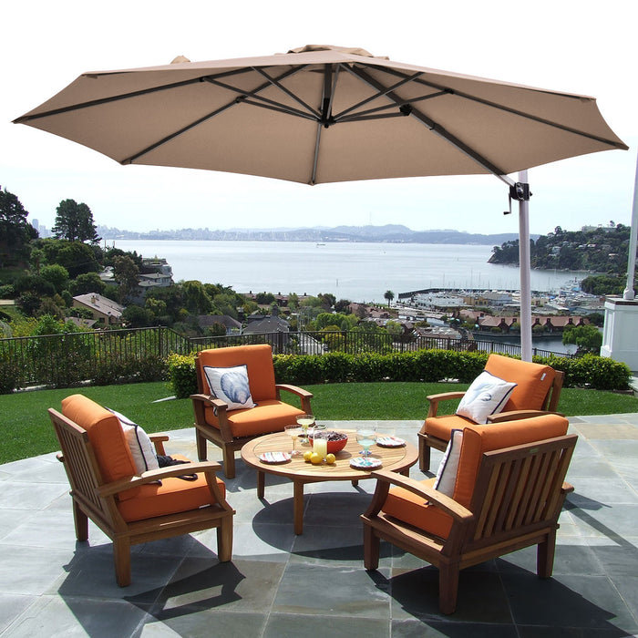Costway Parasol deporte pour patio de 11 pieds, rotation a 360 degres, inclinaison en aluminium, base beige