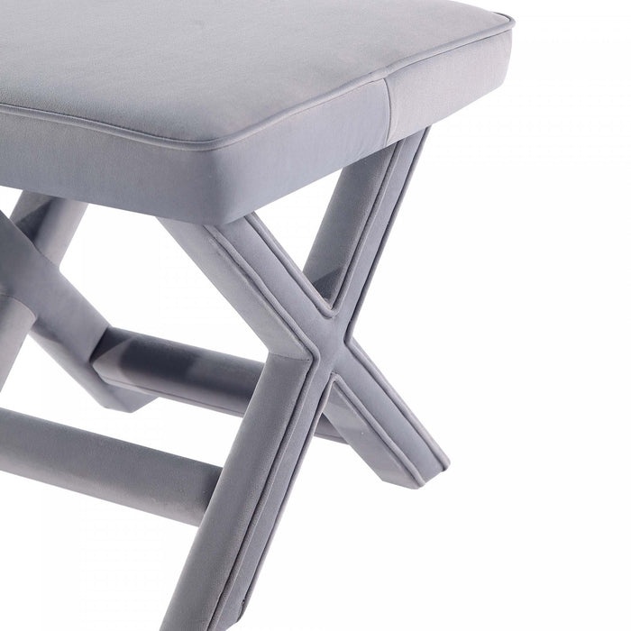 Banc d’appoint Abigail style milieu du siecle moderne en velours gris