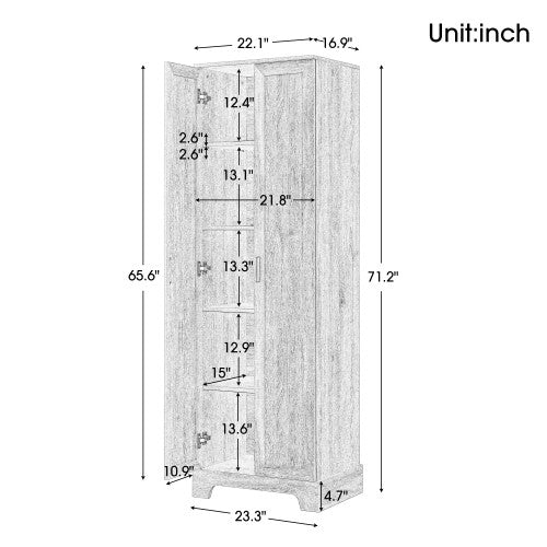 Liam Armoire de rangement multifonction avec portes et etageres reglables, Noir