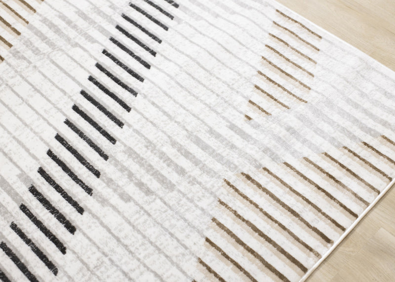 Carpette à motifs de lignes de tressage multicolore lavable à la machine - 5 pi 3 po x 7 pi 7 po