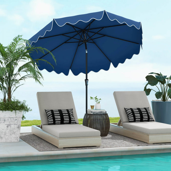 Parasol de patio Costway 9 pieds a deux niveaux de style marche avec toile anti-UV, marine
