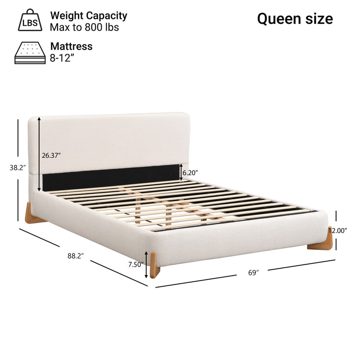 Olivia Lit elegant et confortable avec revetement, Taille Queen, Blanc