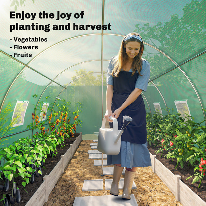 Outsunny Serre tunnel avec tiges de support, serre pour plantes, vert