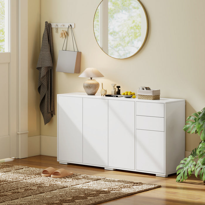 HOMCOM Buffet de Cuisine avec Tiroirs a Ouverture par Pression et Placards