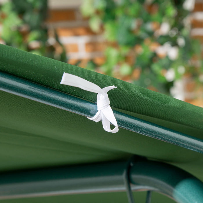 Outsunny Balancoire De Patio A 3 Places Avec Auvent Reglable, Vert Et Blanc