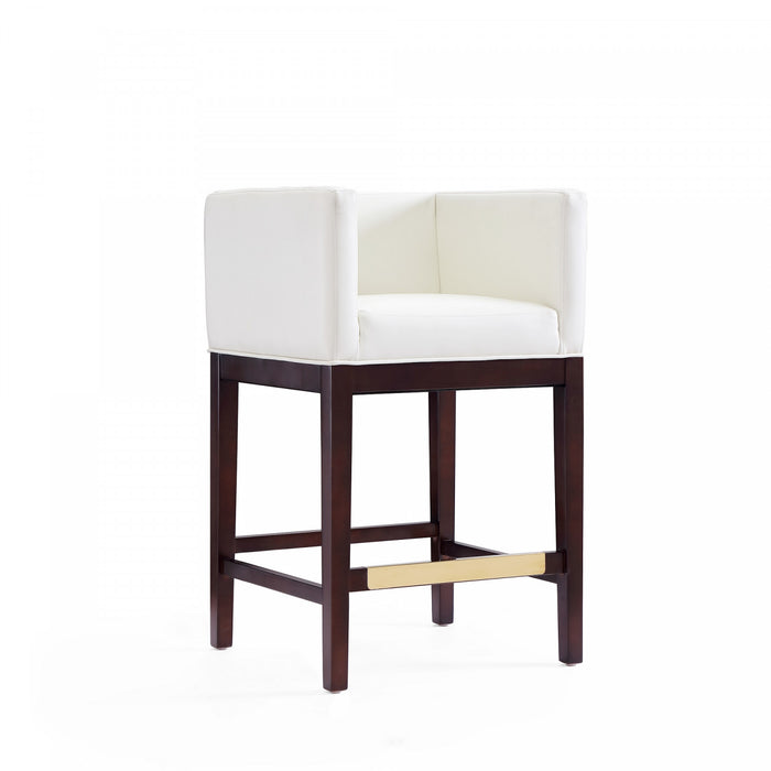 Tabouret de comptoir en bois rembourre ivoire style Mid-Century Modern Kingsley - Lot de 2