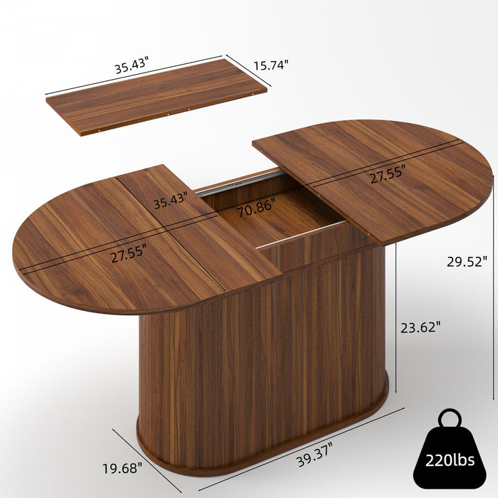 Noah Table a manger ovale extensible avec pieds rayes, marron
