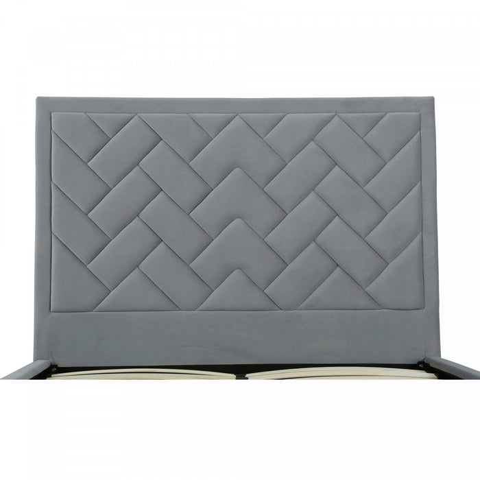 Lit Queen Moderne Crosby Rembourre en Velours Gris