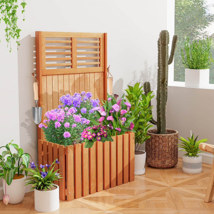 Costway Plante En Bois Stand Souleve Lit De Jardin Avec Trellis & Planter Box Ecran De Confidentialite