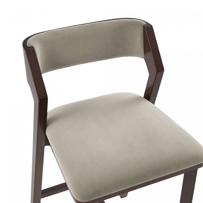 Tabouret de bar moderne Patricia en bois avec revetement en lin
