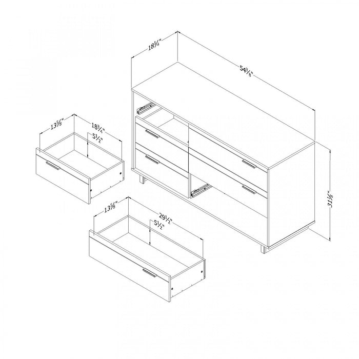 Fynn Commode 6 tiroirs Chêne gris, de Meubles South Shore