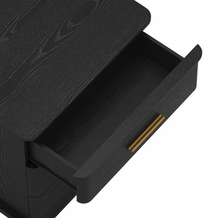 Table de nuit traditionnelle Clifford en noir (3 tiroirs)