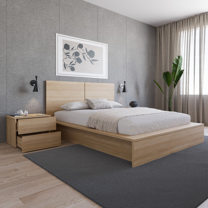 Table de nuit James Nordika à 2 tiroirs - chêne blond naturel