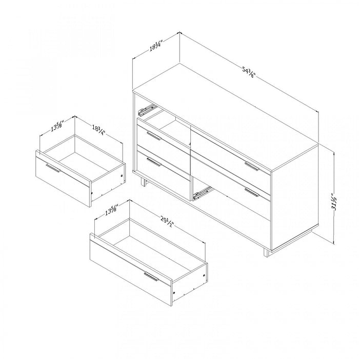 Fynn Commode 6 Tiroirs - Chene Hivernal