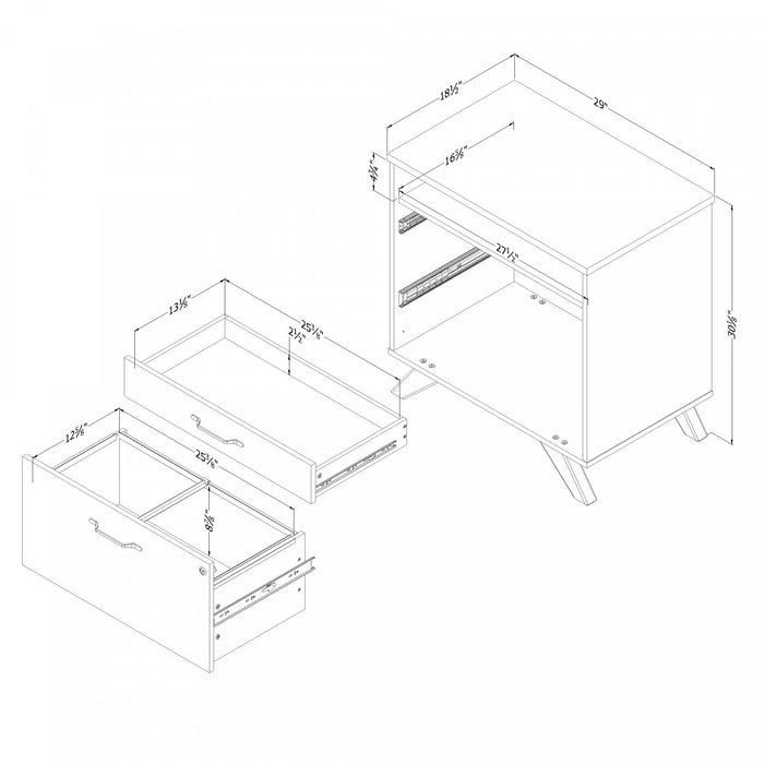 Helsy Classeur 2 Tiroirs - Noyer Naturel