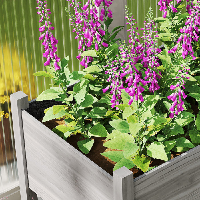 Outsunny Grande jardiniere en bois sur pieds avec trous de drainage, gris