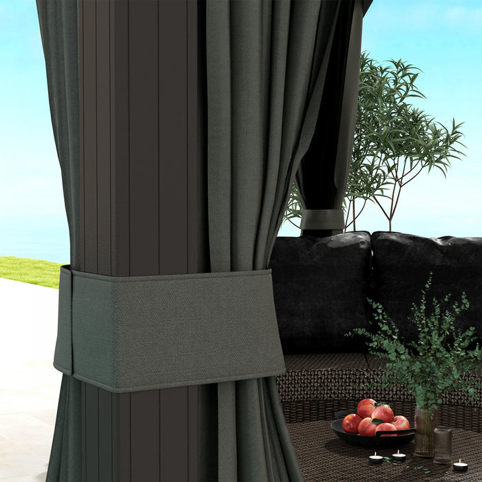 Outsunny Abri De Jardin De Luxe A Toit Rigide De 10 Pi X 12 Pi Avec Rideaux Et Filet, Gris