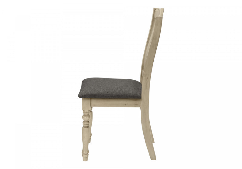 Ensemble de 2 chaises de salle à manger de style transitionnel avec tissu gris antique et pattes en bois pour la cuisine et la salle à manger