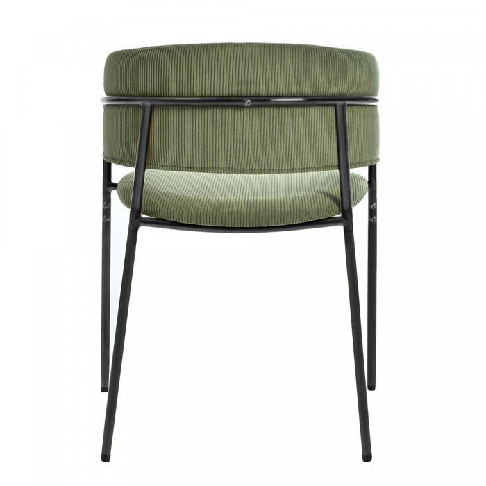 Ethan Ensemble de 4 chaises d’appoint modernes avec assise en velours cotele, pieds inclines et pieds reglables, vert