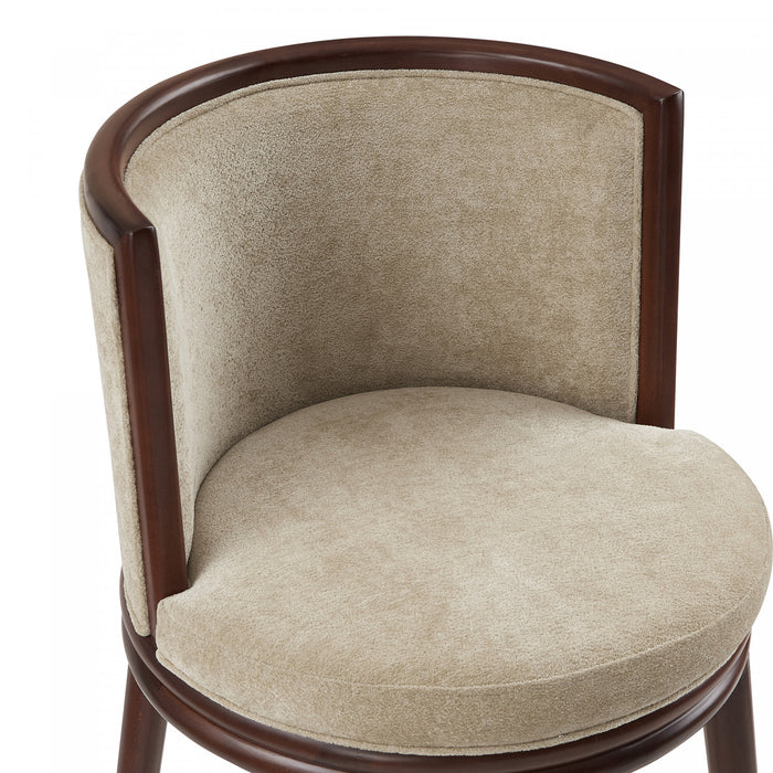 Tabouret de comptoir moderne en bois et tissu Evalyn, finition naturelle