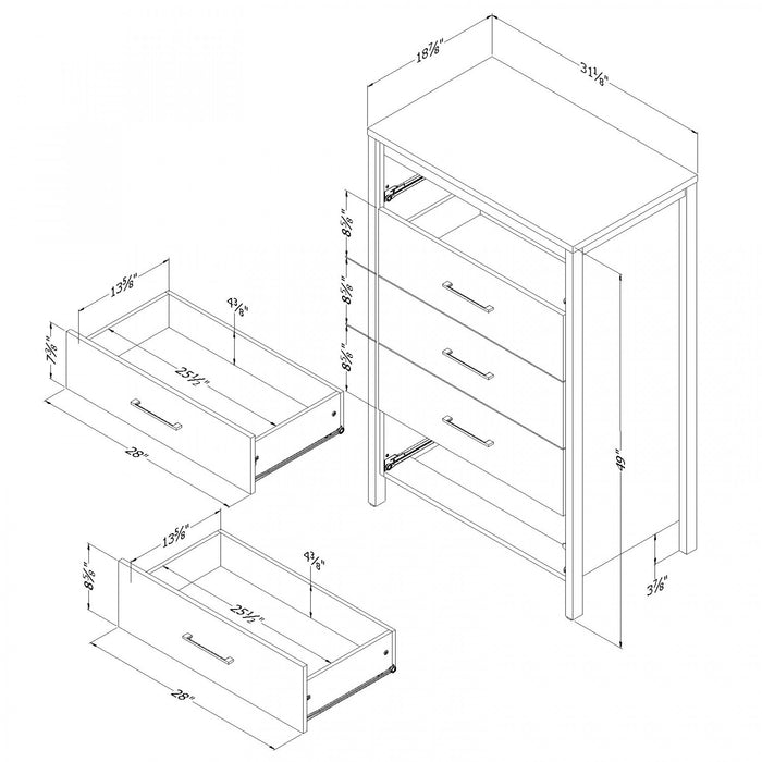 Gravity Commode 5 Tiroirs - Erable Cendre