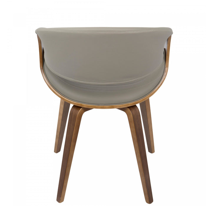 Chaise d’appoint de salle à manger moderne du milieu du 20e siècle Symphony en similicuir - noyer et gris