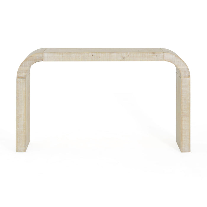 Cedar Table Console en Bois 52 po avec Bord Courbe et Finition Vieillie, Naturel