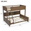 Liam Solid Wood Twin XL Over Queen Bunk Bed with Storage & USB Ports, Brown | Lit superpose Liam en bois massif Twin XL sur Queen avec rangement et ports USB, brun