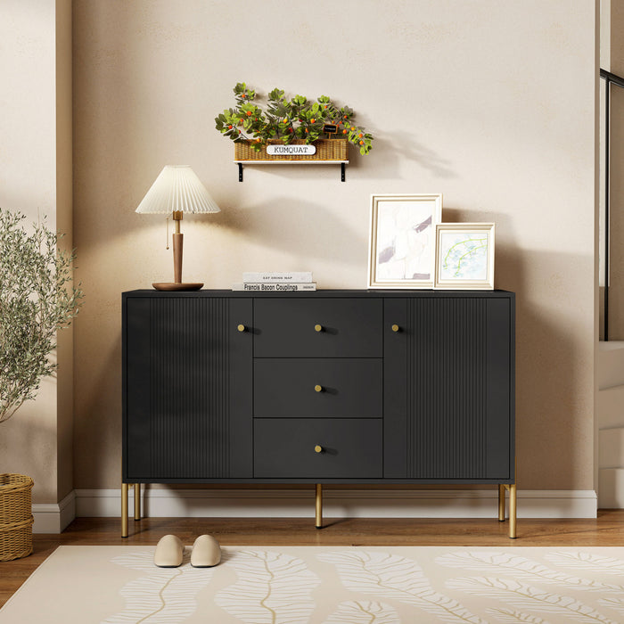 Buffet HOMCOM 120 cm avec 3 Tiroirs et 2 Portes, Buffet Moderne Noir