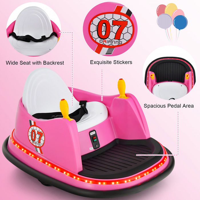 Costway 12v Vehicule 360¡a Spin Race Toy Kids Ride Sur La Voiture Pare-chocs W / Telecommande Rose