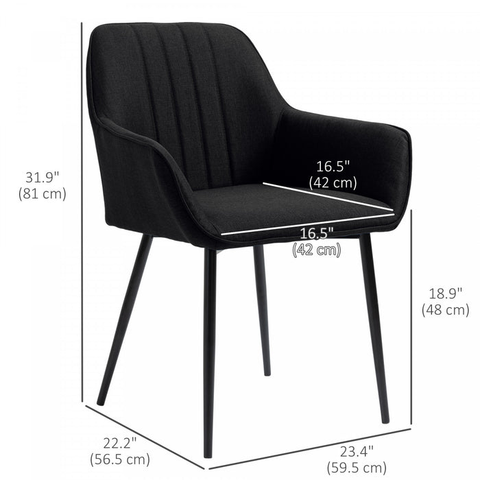 HOMCOM Ensemble de 2 chaises de salle a manger rembourrees, noir