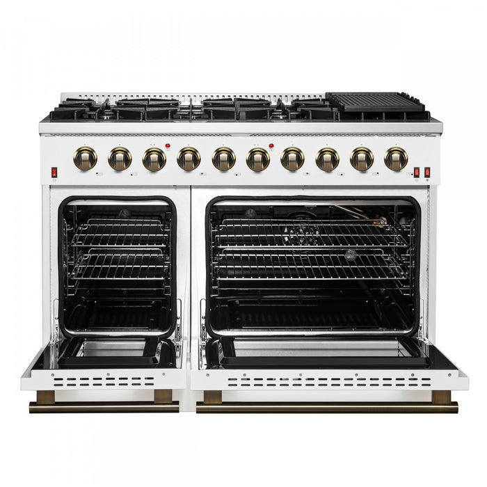 Cuisiniere a gaz Galiano de 48 po en blanc, 6,58 pi³, doubles fours - FFSGS6244-48WHT