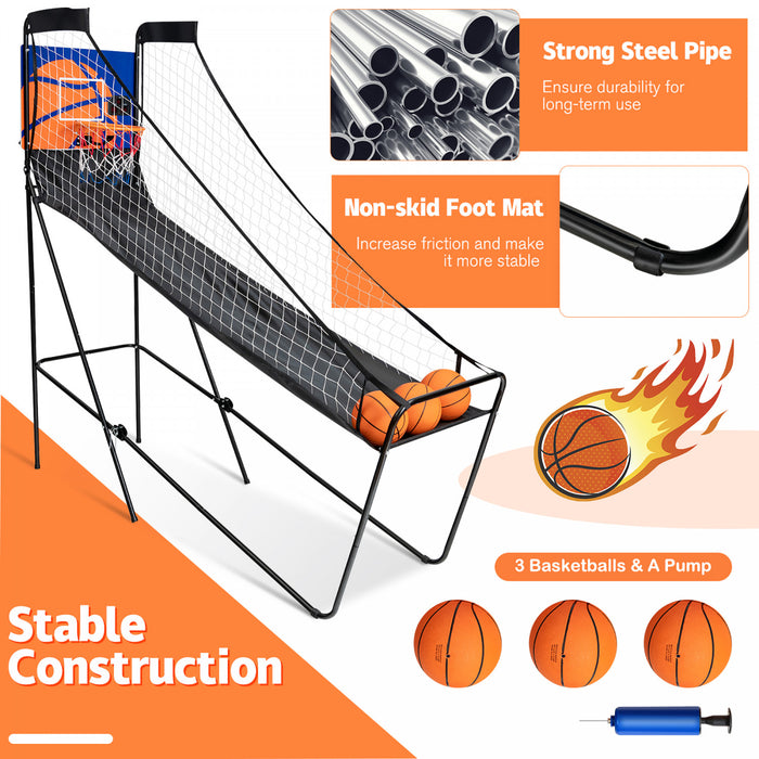 Jeu D'arcade De Basket-ball Pliable Costway, Avec Compteur Electronique, Filets Lateraux, 3 Ballons De Basket, 1 Pompe De Gonflage